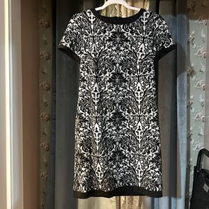 SANDRA DARREN sz 6 b&w floral short sleeve dress